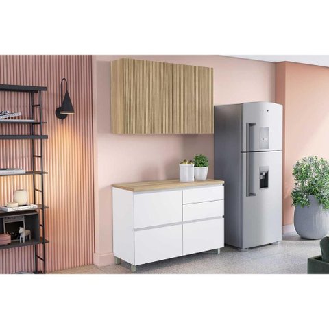 Cozinha Completa Rainha 2 Peças (1aéreo+1balcão) C2p44 Branca/nature - Nesher