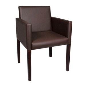 Poltrona Nina Executiva para Sala de Recepção em Tecido Sintético - Marrom - Cor: Marrom