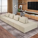 Ver imagem 2 de Sofá Ilha com Puff para Sala Living 505cm Amber M03 Linho Cru - Lyam Decor