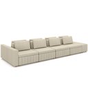 Ver imagem 1 de Sofá Ilha com Puff para Sala Living 505cm Amber M03 Linho Cru - Lyam Decor