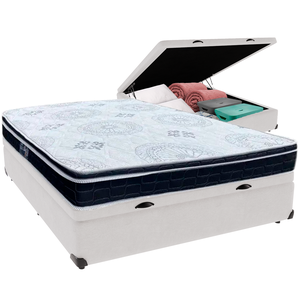 Cama Box Baú e Colchão Orthosono D33 com Pillow Top Viúvo Anjos: Branco