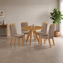 Ver imagem 1 de Conjunto Sala de Jantar Mesa Liz Tampo Amadeirado 4 Cadeiras Riviera Castanho Cinamomo/Capuccino