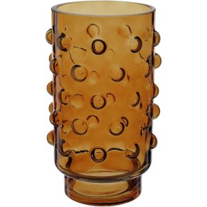 Vaso Decorativo Enfeite Casa Dots Home&co Vidro 22x11x11cm Âmbar