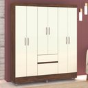 Ver imagem 1 de Guarda-roupa Casal San Diego 6 Portas 2 Gavetas Imbuia/champanhe - Pnr Móveis