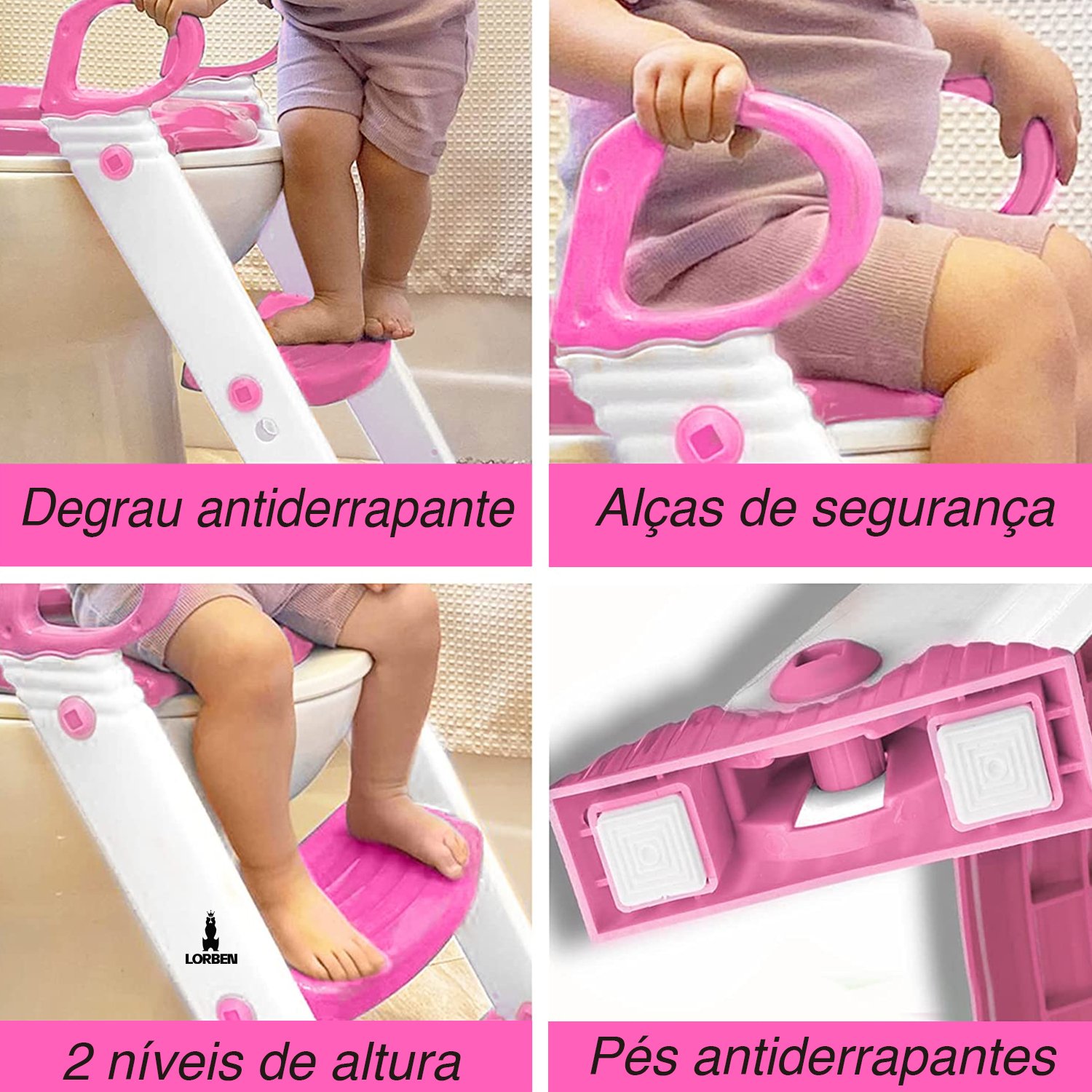 Assento Redutor Infantil com Escadinha Vaso Sanitário Lorben - 3