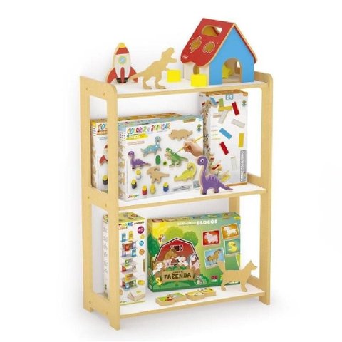 Estante Montessori Infantil MDF Organizadora Brinquedos Livros Quarto Brinquedoteca 75cm