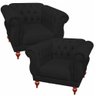 Poltrona Sofá Chesterfield Botões Original Capitone Preto - 2