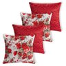 Kit 4 Capas De Almofada Decorativas Jacquard e Algodão Manchester - Vermelho Floral - 1