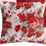 Kit 4 Capas De Almofada Decorativas Jacquard e Algodão Manchester - Vermelho Floral - 2