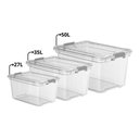 Ver imagem 4 de Kit 3 Caixas Plásticas Organizadoras 50l, 35l, 27l Transparente