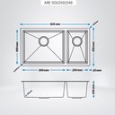 Ver imagem 7 de Kit Cuba Dupla Gourmet com Acessórios Solo 50x25x40 e Válvulas e Escorredor e Tampas Decorativas Are