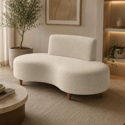 Sofá Orgânico 3 Lugares Curvo com Pés 152cm Multimóveis Bege