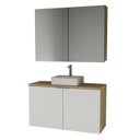 Ver imagem 2 de Conjunto Gabinete de Banheiro com Cuba e Espelheira em MDF Suspenso 110cm Nature Carvalho/Branco