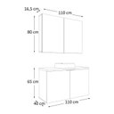 Ver imagem 3 de Conjunto Gabinete de Banheiro com Cuba e Espelheira em MDF Suspenso 110cm Nature Carvalho/Branco