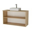Ver imagem 5 de Conjunto Gabinete de Banheiro com Cuba e Espelheira em MDF Suspenso 110cm Nature Carvalho/Branco
