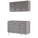 Ver imagem 1 de Armário Aéreo Honduras e Balcão Gabinete sem Tampo 120cm Suécia Cinza - Lumil