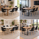 Ver imagem 3 de Kit 6 Cadeiras Pé Palito Eiffel Charles Eames Pretas – Base de Madeira – Sala de Jantar, Escritório,