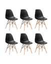 Ver imagem 2 de Kit 6 Cadeiras Pé Palito Eiffel Charles Eames Pretas – Base de Madeira – Sala de Jantar, Escritório,