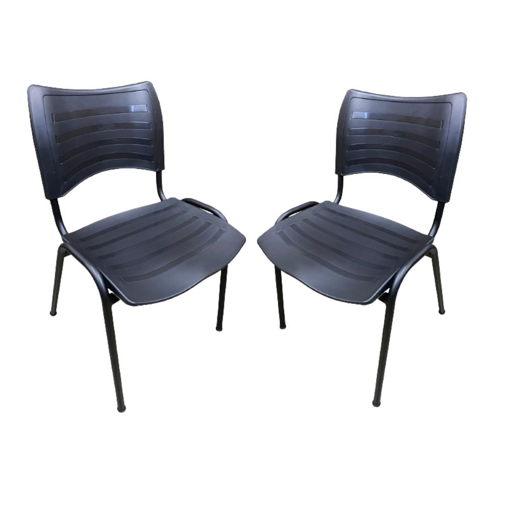 Cadeira New ISO tubular preta Invicta Office kit com 2 cadeiras - 1