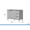 Ver imagem 2 de Balcão Cozinha Elena 2 Portas 3GAVS 120cm Cinamomo/Off MGM