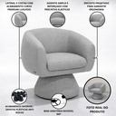 Ver imagem 5 de Poltrona Giratória Orgânica Maya Tecido Linho Courino Design Redondo Sala Quarto Suporta 150kg:linho