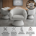 Ver imagem 4 de Poltrona Giratória Orgânica Maya Tecido Linho Courino Design Redondo Sala Quarto Suporta 150kg:linho