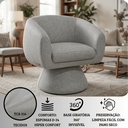 Ver imagem 3 de Poltrona Giratória Orgânica Maya Tecido Linho Courino Design Redondo Sala Quarto Suporta 150kg:linho