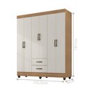 Ver imagem 2 de Roupeiro 6 Portas 2 Gavetas Lite Nature Off White 150cm Quarto Casal Mdp