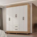 Ver imagem 3 de Roupeiro 6 Portas 2 Gavetas Lite Nature Off White 150cm Quarto Casal Mdp