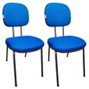 Ver imagem 1 de Kit 2 Cadeiras Fixas Azul Secretaria Pé Palito Estofado em Tecido Jserrano