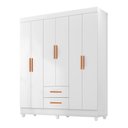 Ver imagem 2 de Roupeiro 6 Portas Lite 30466 com 2 Gavetas - Branco Móveis Leão