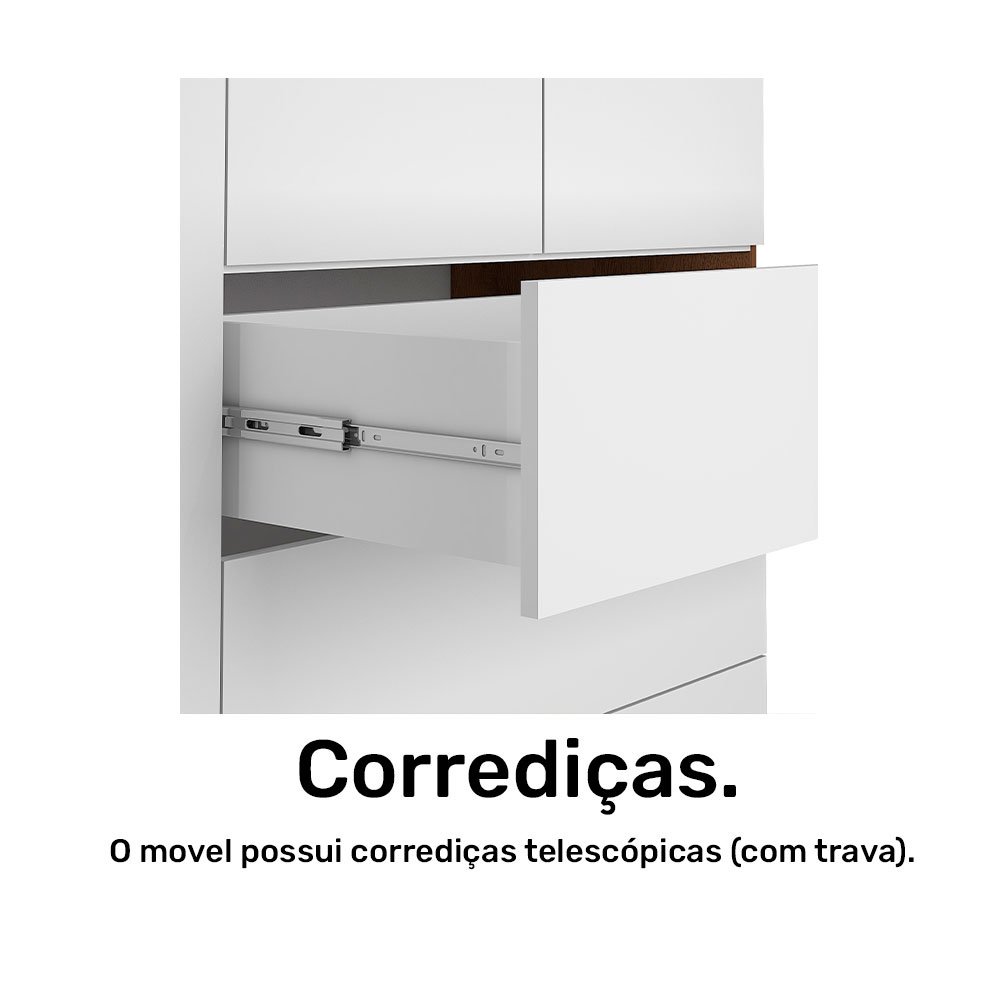 Cômoda Encanto com 4 Gavetas e 1 Porta Permóbili Nature/Branco - 6