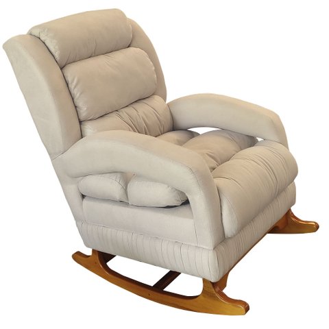 Poltrona Amamentação Liz de Balanço Suede Bege - Dominic Decor