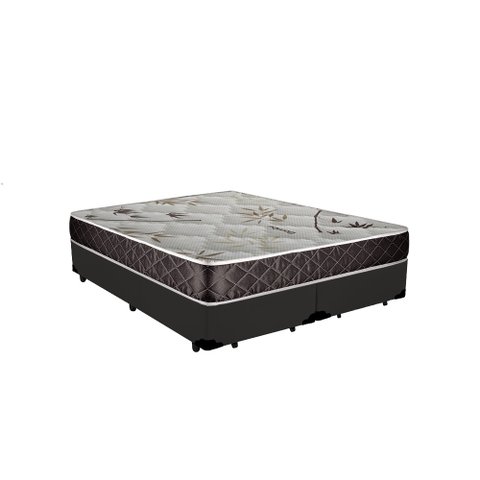Cama Box Queen Colchão Gold Espuma D33 Acolchões + Box Sintético 60x158x198:Cinza