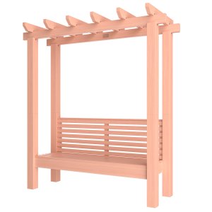 Pergolado com Banco para Jardim 200 x 220 x 100 Cm Madeira Maciça Eucalipto Natural - Made