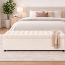 Ver imagem 2 de Puff Baú 90cm Hermione Courino Off White - Sallar Home