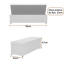 Ver imagem 4 de Puff Baú 90cm Hermione Courino Off White - Sallar Home