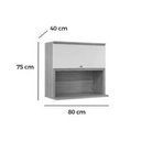 Ver imagem 3 de Armário Aéreo P/ Cozinha Selene C/ 1 Porta C/ Nicho Microondas 80cm Jequitiba/off White Fosco -