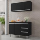 Ver imagem 2 de Kit de Cozinha Andréia Balcão 120cm Preto com Tampo Mdp e Aéreo - Ajl Móveis