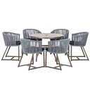 Ver imagem 1 de Mesa com 6 Cadeiras de Jantar Roma 120cm e Noronha em Alumínio Marrom Corda Náutica Estofado 12 Tram