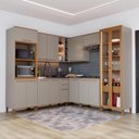Ver imagem 1 de Armário de Cozinha Modulada Completa de Canto Fidelitá Berlim 8 Peças 487cm 16 Portas 2 Gavetas