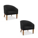Ver imagem 2 de Poltrona Sala Decorativa Kit 2 Stella Pé Madeira Trapézio Castanho Sintético D03 - D’Rossi