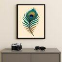 Ver imagem 2 de Quadro Decorativo Pena de Pavão 24x18cm Mold Branca Vidro