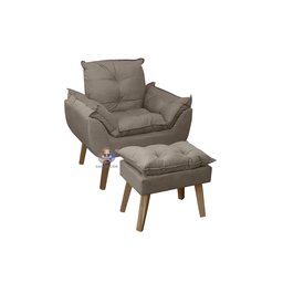 Kit 02 Poltrona Decorativa e Puff Opala Suede Capuccino SMF DECOR - 2