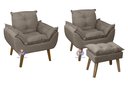 Ver imagem 1 de Kit 02 Poltrona Decorativa e Puff Opala Suede Capuccino SMF DECOR