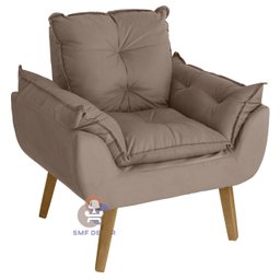 Kit 02 Poltrona Decorativa e Puff Opala Suede Capuccino SMF DECOR - 3