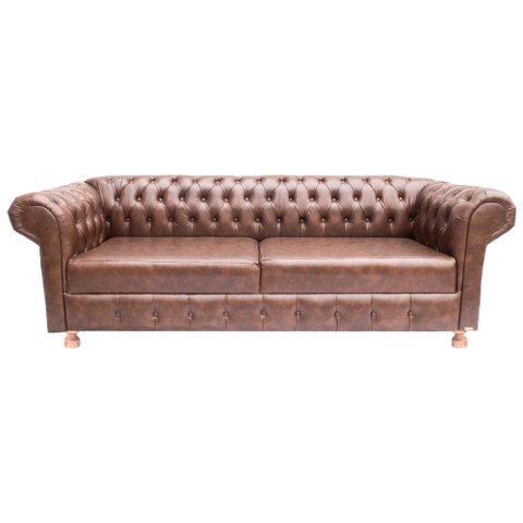 Sofá Chesterfield Capitone Luiz XV Corano Marrom 1,80cm