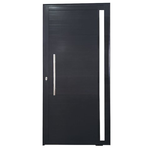 Porta Pivotante de Alumínio Preto com Puxador e Vidro Linha Veneza:Direita/ 210 x 120