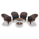 Ver imagem 1 de Conjunto de Poltronas Fibra Sintética Bali Alumínio - 4 Poltronas + 1 Mesa Centro - Tecido Lisato Ma