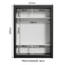 Ver imagem 7 de Guarda-Roupa Solteiro Madesa Denver 2 Portas de Correr com Espelho Preto/Branco Cor:Preto/Branco